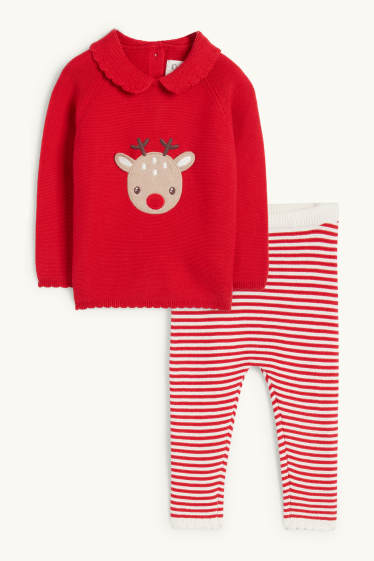 Bébés filles - Renne - tenue de Noël pour bébé - 2 pièces - rouge