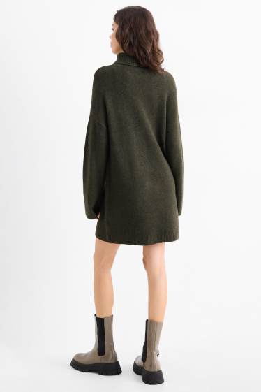 Femmes - Robe en maille - vert foncé