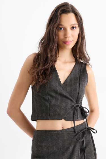 Dona - Armilla - entallada - ratlla diplomàtica - gris fosc