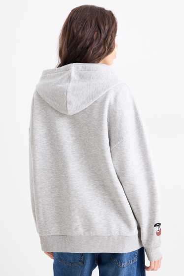 Kobiety - Bluza z kapturem - oversize - jasnoszary-melanż
