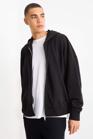 Uomo - Felpa con zip e cappuccio - nero