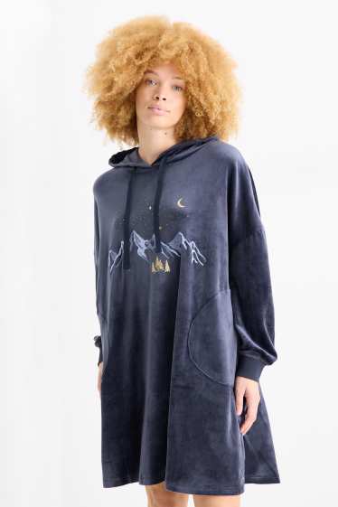 Donna - Copertina con cappuccio - blu scuro