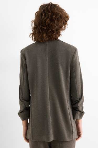 Dona - Blazer - regular fit - efecte brillant - gris fosc