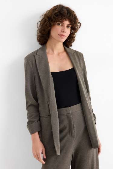 Dona - Blazer - regular fit - efecte brillant - gris fosc