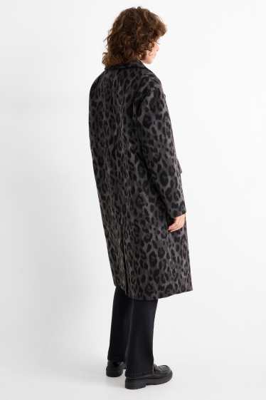 Donna - Cappotto - stampa leopardata - grigio scuro