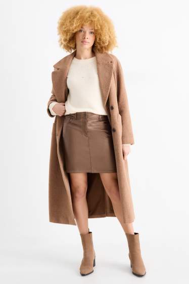 Damen - Minirock - glänzend - havanna