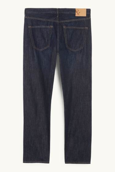 Bărbați - Regular jeans cu fentă cu nasturi - denim-albastru închis