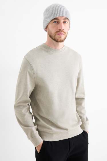 Hommes - Sweat - à rayures - gris clair