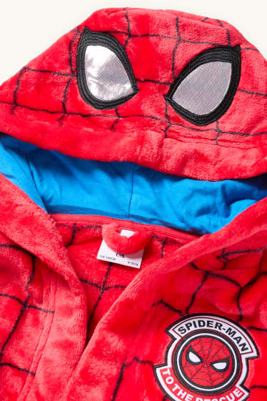 Kinder Jungen - Spider-Man - Bademantel mit Kapuze - rot / blau