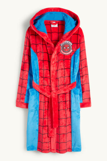 Kinder Jungen - Spider-Man - Bademantel mit Kapuze - rot / blau