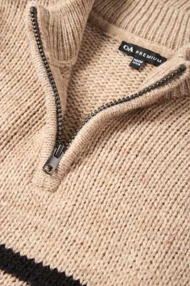 Kinderen: jongens - Trui - gestreept - beige