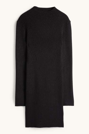 Damen - Bodycon-Kleid - gerippt - schwarz