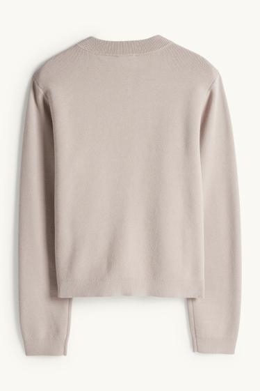 Dámské - Pletený kardigan - taupe