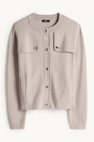 Dámské - Pletený kardigan - taupe