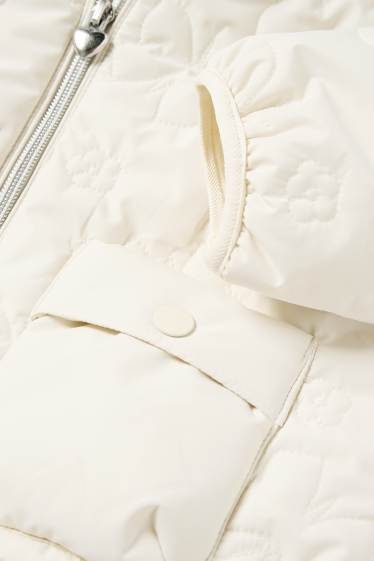 Copii - Fete - Fluture - jachetă matlasată cu glugă - rezistentă la apă - alb-crem