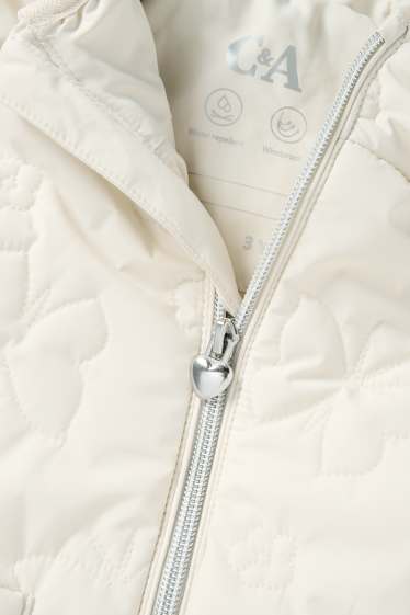 Copii - Fete - Fluture - jachetă matlasată cu glugă - rezistentă la apă - alb-crem