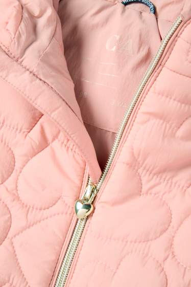 Kinder Mädchen - Herz - Steppjacke mit Kapuze - wasserabweisend - rosa