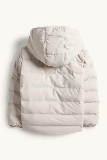 Copii - Băieți - Jachetă matlasată cu glugă - rezistentă la apă - gri deschis