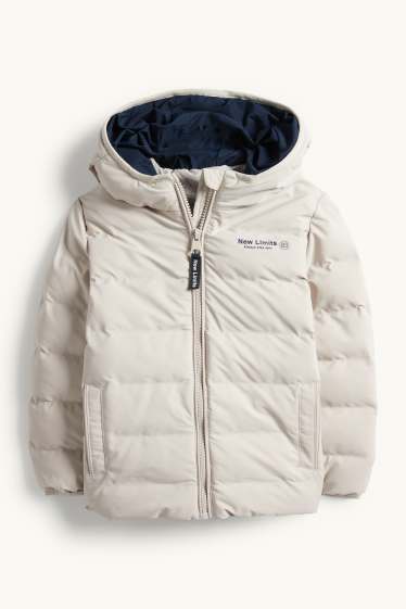 Copii - Băieți - Jachetă matlasată cu glugă - rezistentă la apă - gri deschis