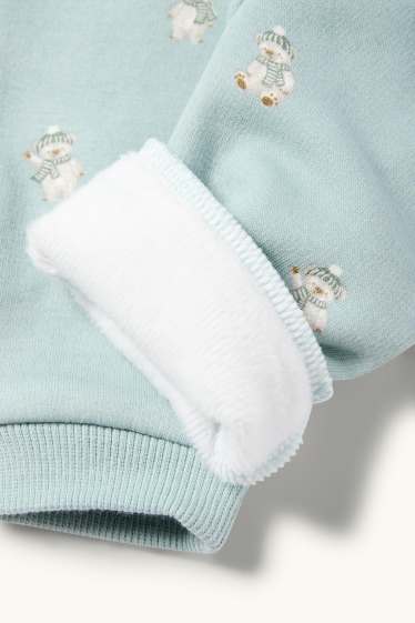 Unisex - Polar bear - baby joggers - plush-lined - light turquoise