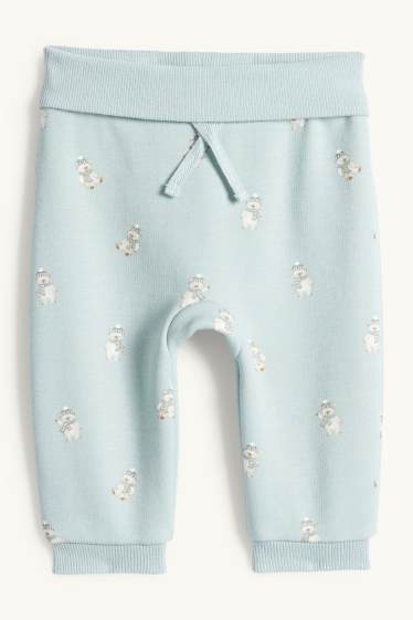 Unisex - Polar bear - baby joggers - plush-lined - light turquoise