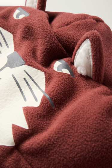 Děti - chlapci - Liška - fleecová mikina s kapucí - hnědá