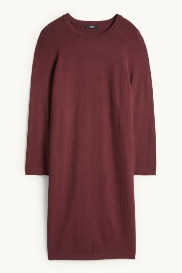 Dámské - Pletené šaty - straight fit - bordeaux