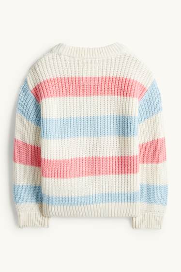 Copii - Fete - Minnie Mouse - pulover - reiat - aspect lucios - cu dungi - roz