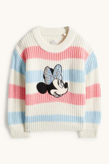 Copii - Fete - Minnie Mouse - pulover - reiat - aspect lucios - cu dungi - roz