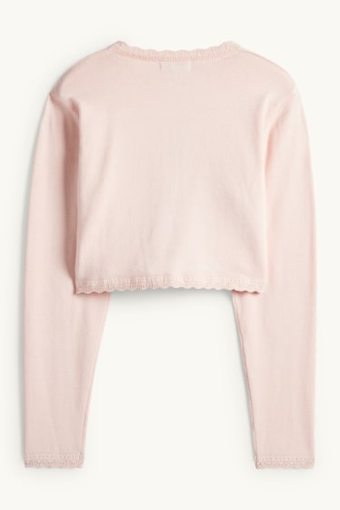 Enfants filles - Gilet en maille - rose