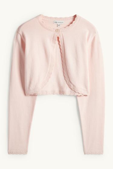 Enfants filles - Gilet en maille - rose