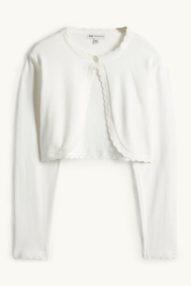 Enfants filles - Gilet en maille - blanc