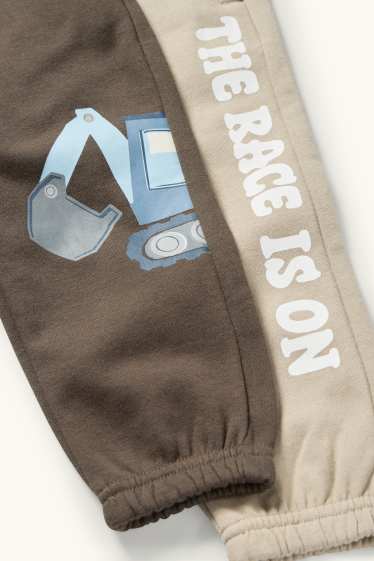 Bambini - Confezione da 2 - motivo ruspa - pantaloni sportivi - tortora