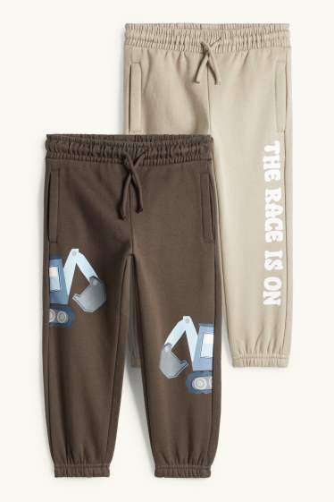 Bambini - Confezione da 2 - motivo ruspa - pantaloni sportivi - tortora