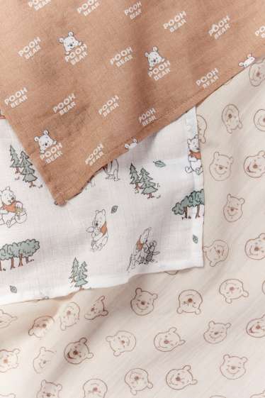 Unisexe - Lot de 3 - Winnie l’ourson - lange en gaze de coton pour bébé - beige clair