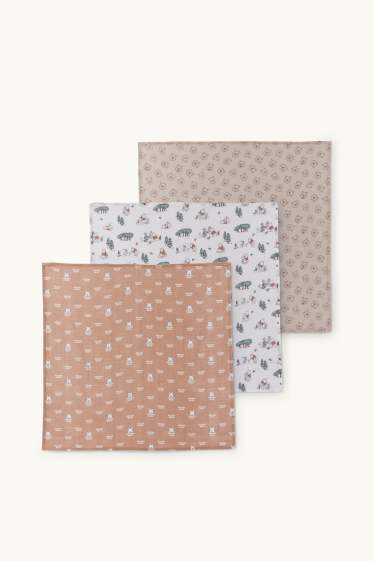 Unisexe - Lot de 3 - Winnie l’ourson - lange en gaze de coton pour bébé - beige clair