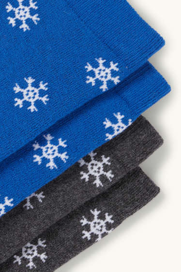 Nen - Paquet de 2 - flocs de neu - mitjons d’esquí fins al genoll estampats - blau