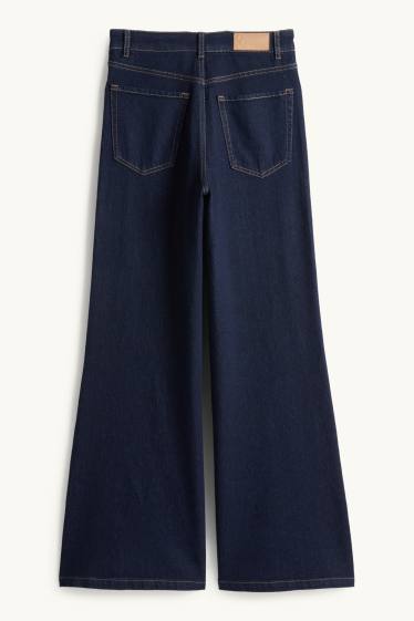 Damen - Flared Jeans - High Waist - dunkeljeansblau