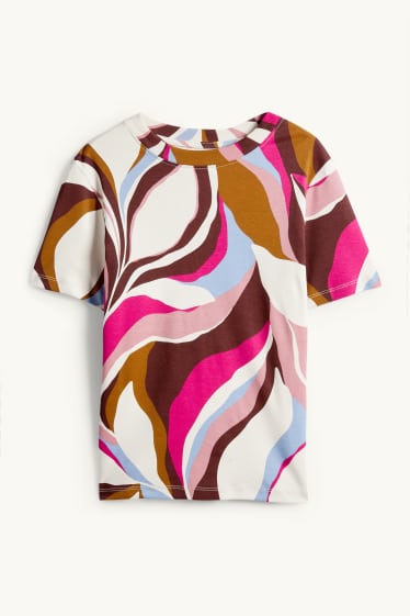 Femmes - T-shirt - relaxed fit - à motif - marron