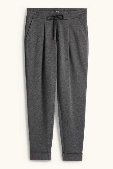 Femmes - Pantalon en jersey - mid waist - tapered fit - gris foncé