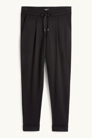 Femmes - Pantalon en jersey - mid waist - tapered fit - noir