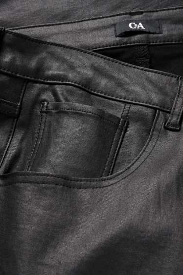 Damen - Stoffhose - High Waist - Wide Leg - schwarz