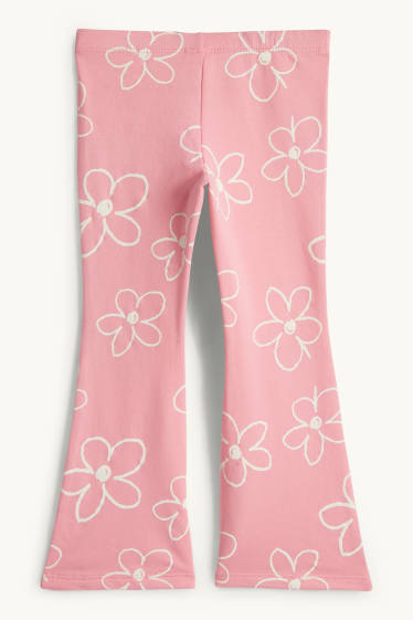 Enfants filles - Minnie Mouse - flared legging chaud - à fleurs - rose