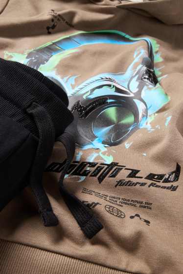 Kinderen: jongens - Koptelefoon - set - hoodie en joggingbroek - 2-delig - kaki