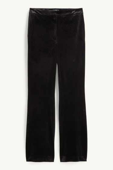 Femmes - Pantalon en velours - high waist - flared - noir