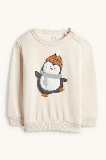 Bébés garçons - Pingouin - tenue pour bébé - doublé en peluche - 2 pièces - beige clair