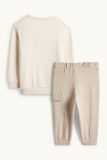 Bébés garçons - Pingouin - tenue pour bébé - doublé en peluche - 2 pièces - beige clair