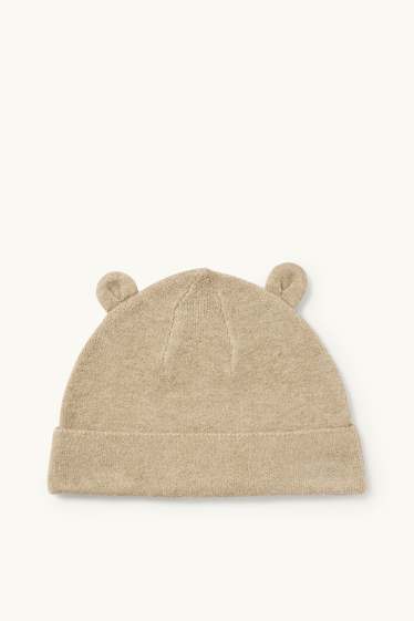 Bébés garçons - Ourson - ensemble - pull et bonnet - deux pièces - blanc crème