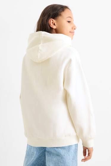 Children Girls - Teddy bear - hoodie - white