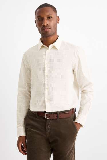 Bărbați - Set - pulover cu decolteu în V și cămașă office - 2 piese - bej deschis